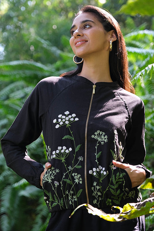 アウトレット直販 Silk Cotton Botanical Embroidery Jacket | hyotan