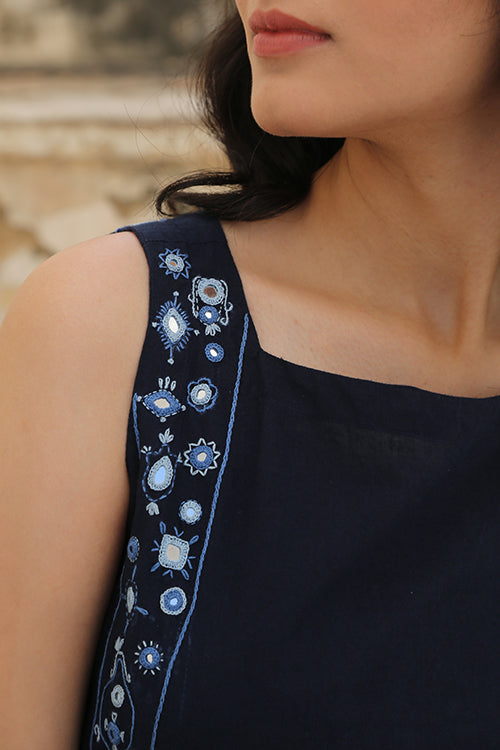 Okhai 'Ocean Tide' Hand Embroidered Mirror Work Jumpsuit