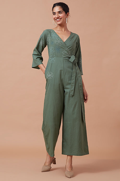 Okhai 'Forest Magic' Pure Cotton Hand Embroidered Jumpsuit