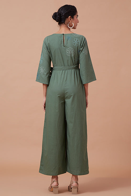 Okhai 'Forest Magic' Pure Cotton Hand Embroidered Jumpsuit