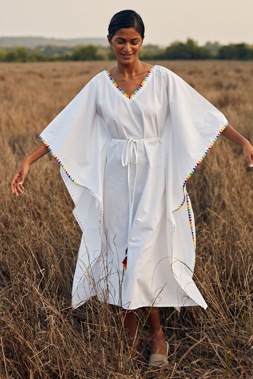 Okhai Fusion Hand Embroidered Pure Cotton Kaftan Online