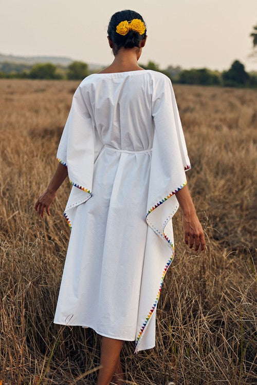 Okhai 'Fusion' Hand Embroidered Pure Cotton Kaftan | Rescue