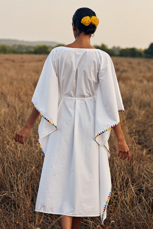 Okhai 'Fusion' Hand Embroidered Pure Cotton Kaftan | Rescue