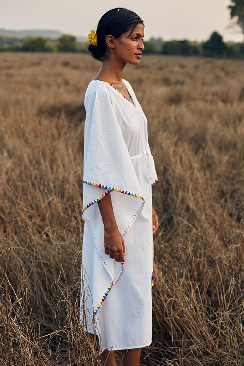 Okhai 'Fusion' Hand Embroidered Pure Cotton Kaftan | Rescue