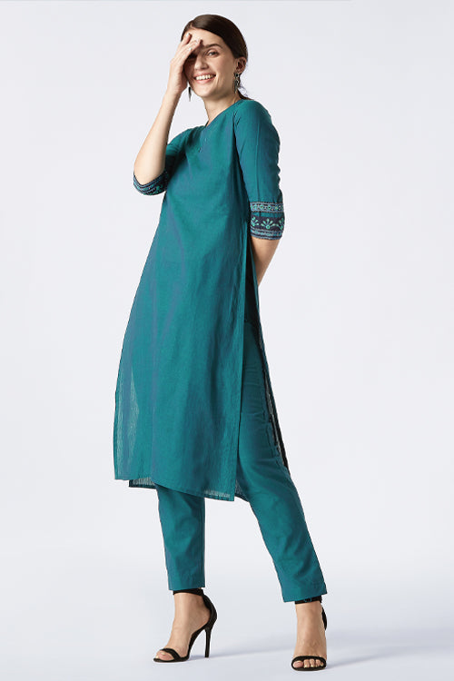 Okhai 'Laasya' Pure Cotton Embroidered Kurta-Pant Set