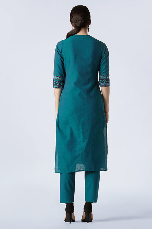 Okhai 'Laasya' Pure Cotton Embroidered Kurta-Pant Set