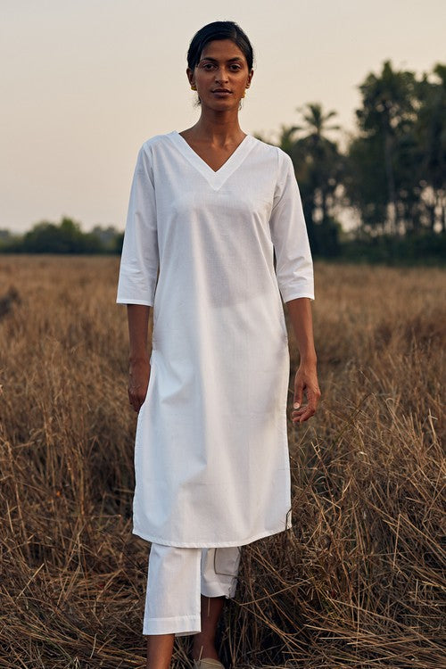  Snow White Pure Cotton Kurta Pant Set For Women Online