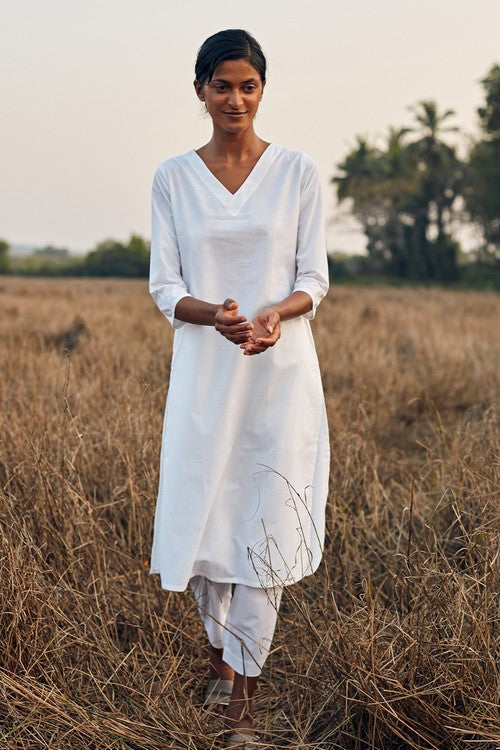 Okhai 'Snow White' Pure Cotton Kurta-Pant Set