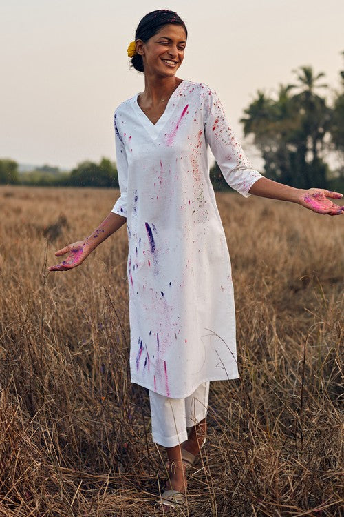 Okhai 'Snow White' Pure Cotton Kurta-Pant Set