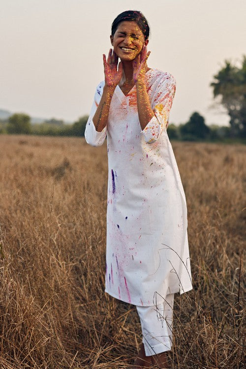 Okhai 'Snow White' Pure Cotton Kurta-Pant Set