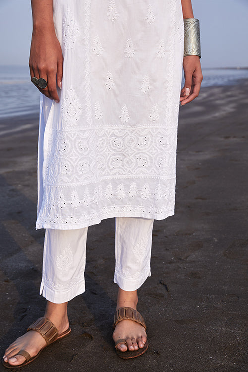 Okhai 'Saahibah' Pure Cotton Chikankari Embroidered Kurta Pant Dupatta Set