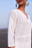 Gazal Cotton Chikankari Embroidered White Kurta Pant Dupatta Set Online