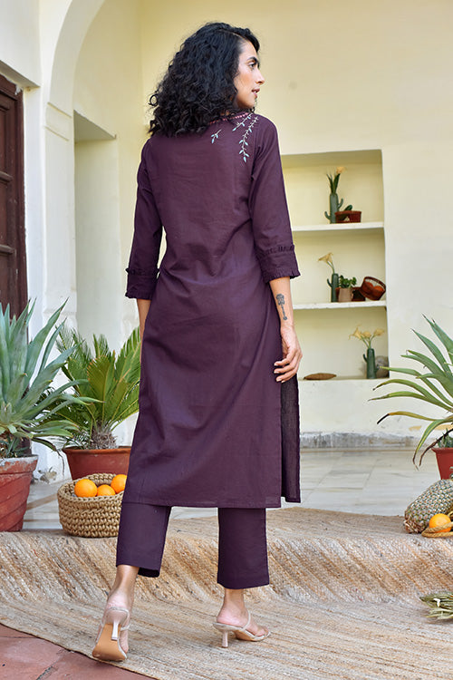 Okhai 'Delicate' Hand Embroidered Cotton Kurta Pant Set