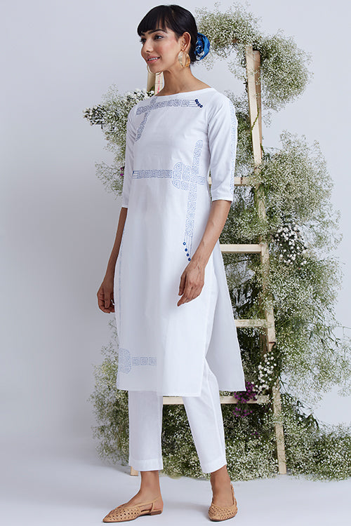 Okhai 'Sweetness' Hand Embroidered Mirror Work Kurta Pant Set
