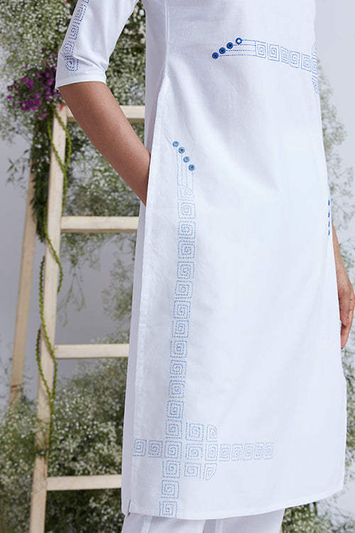 Okhai 'Sweetness' Hand Embroidered Mirror Work Kurta Pant Set