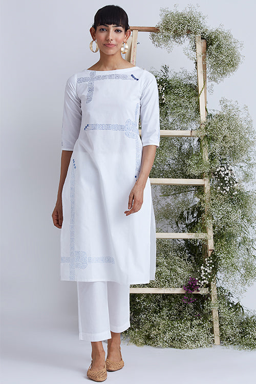 Okhai 'Sweetness' Hand Embroidered Mirror Work Kurta Pant Set