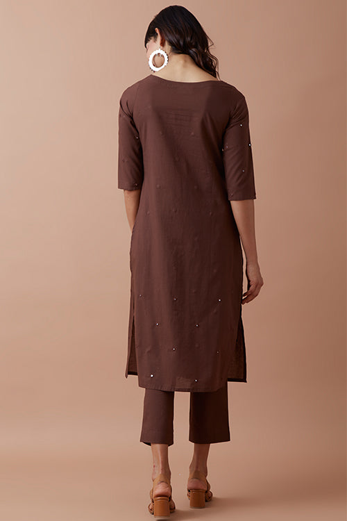Okhai 'Hazel Eyes' Hand Embroidered Mirror Work Kurta Pant Set