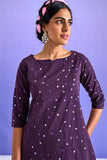 Liberated Purple Block Printed Cotton Kurta Pant Set For Women Online
