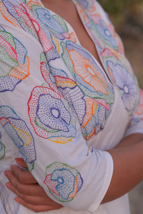 Okhai 'Swirl' Pure Cotton Hand Embroidered Kurta Pant Set