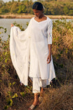 Okhai 'Reverie' Hand Embroidered Pure Cotton Kurta-Pant-Dupatta Set