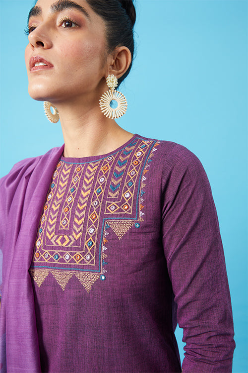 Okhai 'Imperial' Kutch Embroidered Kurta Pant Dupatta Set
