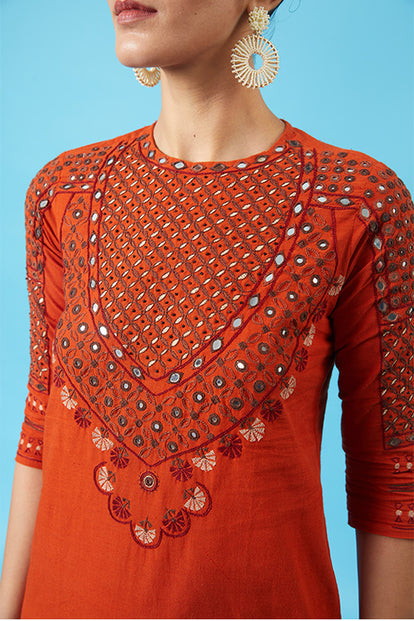 Okhai 'Duchess' Kutch Embroidered Kurta Pant Dupatta Set