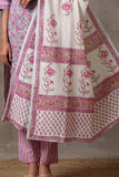 Okhai 'Pink Lily' Pure Cotton Hand Block Printed Kurta Pant Dupatta Set