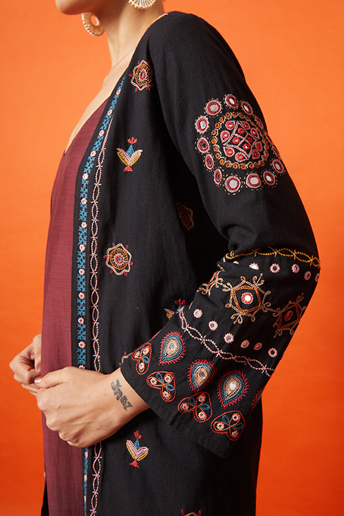 Okhai 'Maharani' Kutch Embroidered Pure Cotton Long Jacket