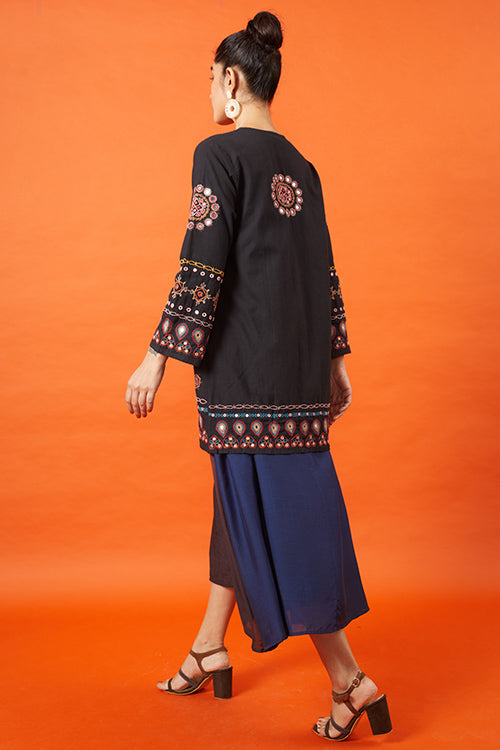 Okhai 'Maharani' Kutch Embroidered Pure Cotton Long Jacket