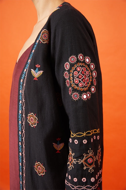 Okhai 'Maharani' Kutch Embroidered Pure Cotton Long Jacket