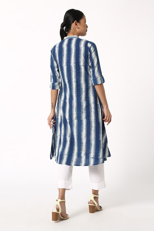Okhai 'Relax' Indigo Cotton Dhabu Dress | Rescue