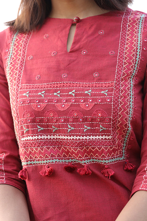 Okhai 'Marvel' Hand Embroidered Pure Cotton Kurta
