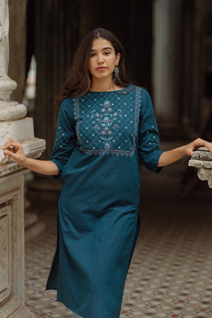 Okhai 'Seasons' Pure Cotton Hand Embroidered Kurta