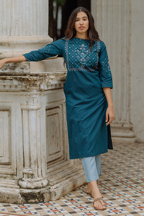 Okhai 'Seasons' Pure Cotton Hand Embroidered Kurta