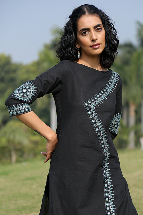 Okhai 'Moon Glory' Hand Embroidered Mirror Work Kurta