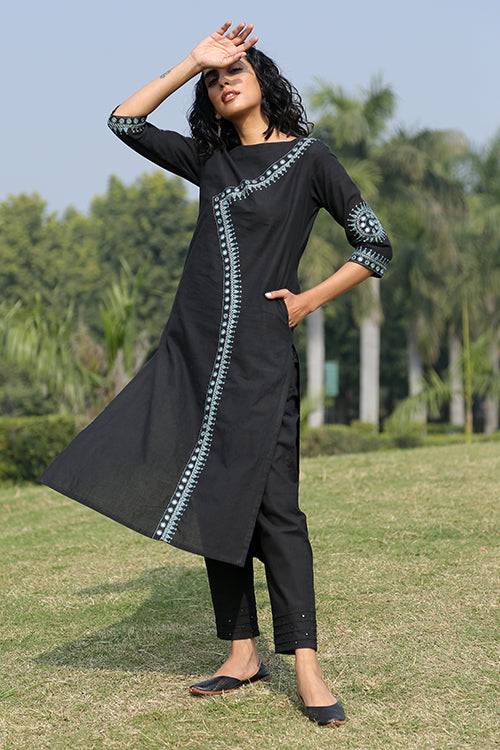 Okhai 'Moon Glory' Hand Embroidered Mirror Work Kurta