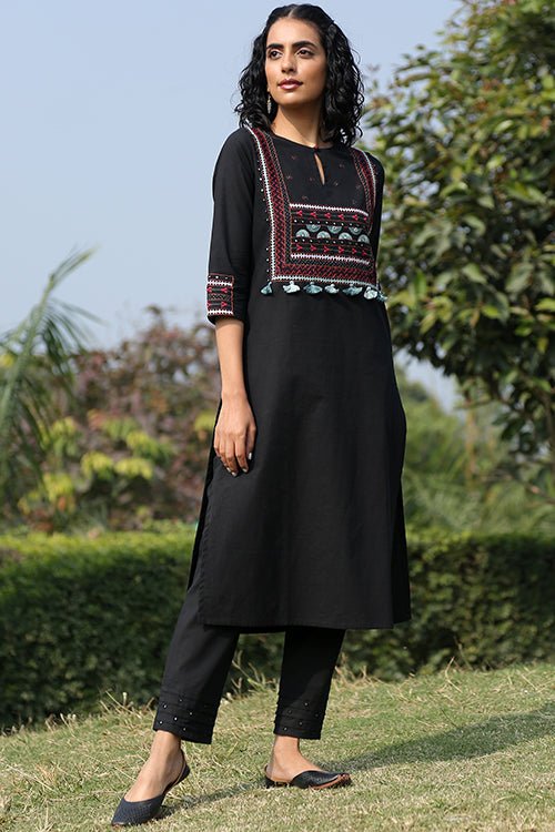 Okhai 'Rubab' Hand Embroidered Pure Cotton Kurta