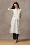 Okhai 'Moon Sky' Pure Cotton Hand Embroidered Mirror Work Ikat Kurta