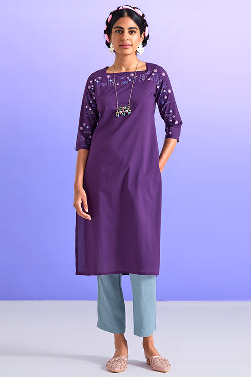 Okhai 'Artistic' Pure Cotton Hand Embroidered Mirror Work Kurta