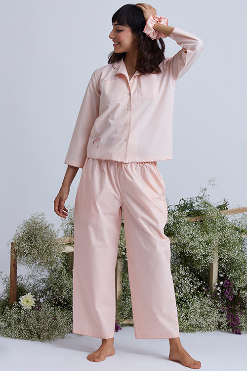 Okhai 'Lullaby' Hand Embroidered Cotton Night Suit Set