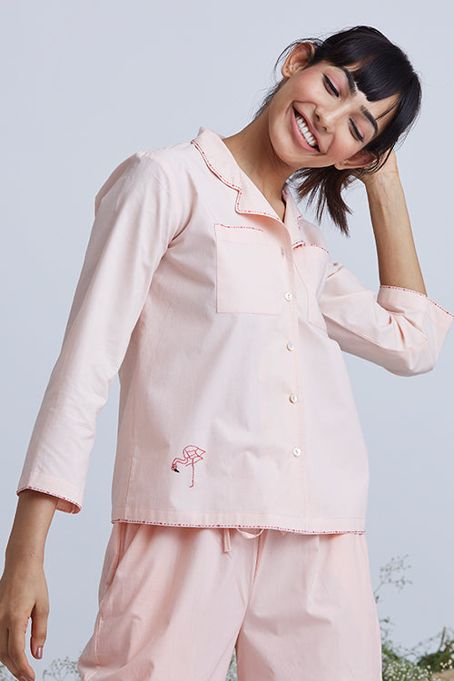 Okhai 'Lullaby' Hand Embroidered Cotton Night Suit Set
