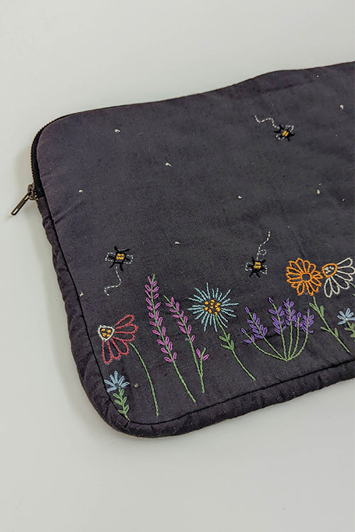 Okhai 'Illuminate' Hand Embroidered Pure Cotton Laptop Sleeve