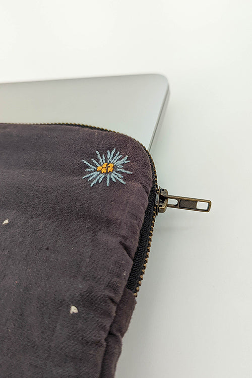 Okhai 'Eden' Hand Embroidered Pure Cotton Laptop Sleeve