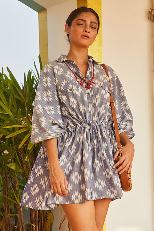 Okhai 'Forever' Handwoven Pure Cotton Ikat Kaftan Dress | Rescue