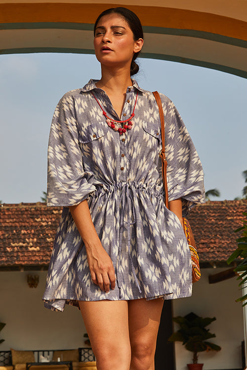 Okhai 'Forever' Handwoven Pure Cotton Ikat Kaftan Dress | Rescue