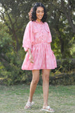 Okhai 'Pink Flare' Handloom Cotton Ikkat Dress