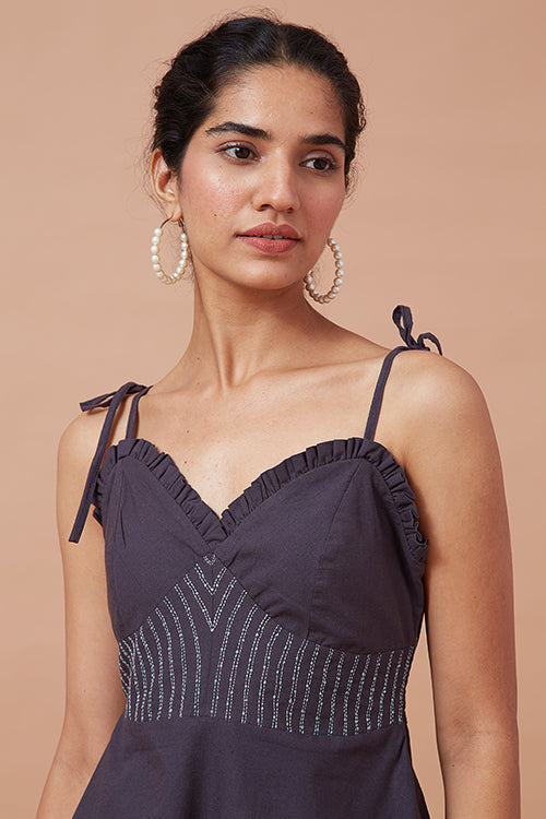 Okhai 'Black Pearl' Pure Cotton Hand Embroidered Dress