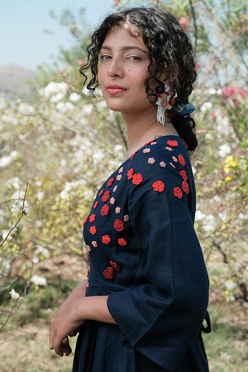 Okhai 'Bounce' Pure Linen Hand Embroidered Dress