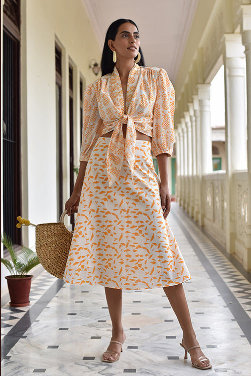 Okhai 'Flitter' Hand Block Printed Skirt