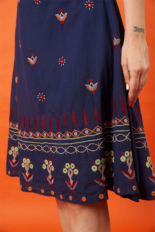 Embroidered skirt blue best sale